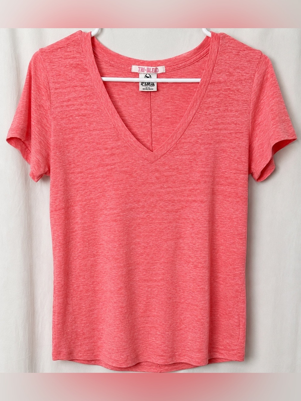 PINK Victoria's Secret Tri-Blend Coral V-Neck Short Sleeve Tee Size Small Petite